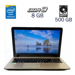 Ноутбук Asus R541N / 15.6" (1366x768) TN / Intel Pentium N4200 (4 ядра по 1.1 - 2.5 GHz) / 8 GB DDR3 / 500 GB HDD / nVidia GeForce 810M, 1 GB DDR3, 64-bit / WebCam