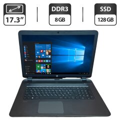 Ноутбук Б-класс HP Pavilion 17 / 17.3" (1366x768) TN / AMD A6-6310 (4 ядра по 1.8 - 2.4 GHz) / 8 GB DDR3 / 128 GB SSD / AMD Radeon R4 Graphics / WebCam / HDMI