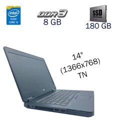 Ноутбук Dell Latitude E5440 / 14" (1366x768) TN / Intel Core i5-4300U (2 (4) ядра по 1.9 - 2.9 GHz) / 8 GB DDR3 / 180 GB SSD / Intel HD Graphics 4400 / WebCam 