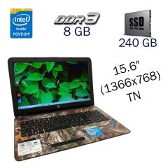 Ноутбук HP 15-BN070WM / 15.6" (1366x768) TN / Intel Pentium N3710 (4 ядра по 1.60 - 2.56 GHz) / 8 GB DDR3 / 240 GB SSD / Intel HD Graphics 405 / WebCam