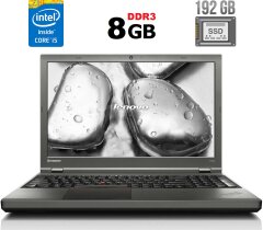 Ноутбук Lenovo ThinkPad T540p / 15.6" (1366x768) TN / Intel Core i5-4300M (2 (4) ядра по 2.6 - 3.3 GHz) / 8 GB DDR3 / 192 GB SSD / Intel HD Graphics 4600 / WebCam / DVD-RW / Fingerprint / miniDP