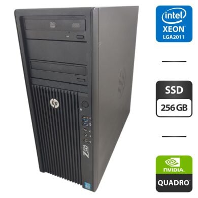 Рабочая станция HP Z420 Workstation Tower / Intel Xeon E5-2658 V2 (10 (20) ядер по 2.4 - 3.0 GHz) / 32 GB DDR3 / 256 GB SSD / nVidia Quadro M2000, 4 GB GDDR5, 128-bit / DVD-ROM