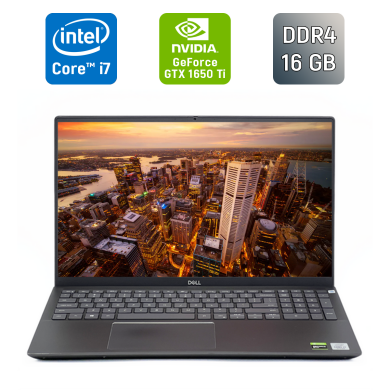 Игровой ноутбук Б-класс Dell Vostro 7500 / 15.6" (1920x1080) IPS / Intel Core i7-10750H (6 (12) ядер по 2.6 - 5.0 GHz) / 16 GB DDR4 / 256 GB SSD / nVidia GeForce GTX 1650 Ti, 4 GB GDDR6, 128-bit / WebCam / Fingerprint