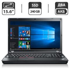 Ноутбук Б-класс Lenovo ThinkPad Edge E520 / 15.6" (1366x768) TN / Intel Core i5-2430M (2 (4) ядра по 2.4 - 3.0 GHz) / 6 GB DDR3 / 240 GB SSD / Intel HD Graphics 3000 / WebCam / DVD-ROM / Windows 10 Pro / АКБ NEW / BIOS PASSWORD BOOT