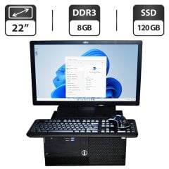 Комплект ПК: Б-класс Dell OptiPlex 3050 Tower / Intel Core i3-6100 (2 (4) ядра по 3.7 GHz) / 8 GB DDR4 / 120 GB SSD / Intel HD Graphics 630 + Монитор Б-класс 22" (1680x1050) TN / VGA, DVI / Разные бренды + Клавитура, мышка, кабели, Windows 11 Pro