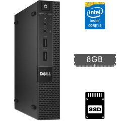 Неттоп Dell OptiPlex 3020M Micro D08U USFF / Intel Core i5-4570T (2 (4) ядра по 2.9 - 3.6 GHz) / 8 GB DDR3 / 120 GB SSD / Intel HD Graphics 4600 / DisplayPort / Wi-Fi + Блок живлення