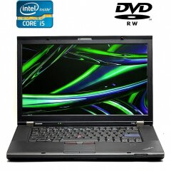 Ноутбук Б-класс Lenovo ThinkPad T520 / 15.6" (1600x900) TN / Intel Core i5-2410M (2 (4) ядра по 2.3 - 2.9 GHz) / 8 GB DDR3 / 500 GB HDD / Intel HD Graphics 3000 / WebCam / DVD-RW / DisplayPort