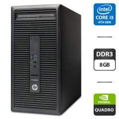 Компьютер HP ProDesk 400 G2 Tower / Intel Core i5-4590 (4 ядра по 3.3 - 3.7 GHz) / 8 GB DDR3 / 500 GB HDD / nVidia Quadro K600, 1 GB GDDR3, 128-bit / DVD-ROM / DVI