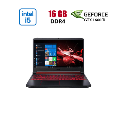Ігровий ноутбук Acer Nitro 5 AN515-54-55LC / 15.6" (1920x1080) IPS / Intel Core i5-9300H (4 (8) ядра по 2.4 - 4.1 GHz) / 16 GB DDR4 / 480 GB SSD / nVidia GeForce GTX 1660 Ti, 6 GB GDDR6, 192-bit / WebCam Ігровий ноутбук Acer Nitro 5 AN515-54-55LC / 15.6" (1920x1080) IPS / Intel Core i5-9300H (4 (8) ядра по 2.4 - 4.1 GHz) / 16 GB DDR4 / 480 GB SSD / nVidia GeForce GTX 1660 Ti, 6 GB GDDR6, 192-bit / WebCam