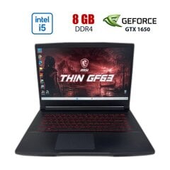 Ігровий ноутбук Б-клас MSI GF63 Thin 10SC / 15.6" (1920x1080) IPS / Intel Core i5-10500H (6 (12) ядер по 2.50 - 4.5 GHz) / 8 GB DDR4 / 256 GB SSD / nVidia GeForce GTX 1650 Max-Q, 4 GB GDDR5, 128-bit / WebCam