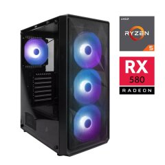 Игровой ПК 1stPlayer FD3-4F2(AP)-BK Black FORSAGE Tower / AMD Ryzen 5 3600 (6 (12) ядер по 3.6 - 4.2 GHz) / 16 GB DDR4 / 480 GB SSD / AMD Radeon RX 580, 8 GB GDDR5, 256-bit