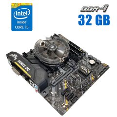 Комплект: Материнська плата Asus TUF B360M-PLUS GAMING S + Intel Core i5-8600 (6 ядер по 3.1 - 4.3 GHz) + 32 GB DDR4 + Кулер ID-Cooling DK-01 NEW