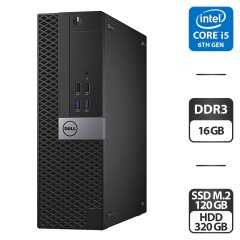 Комп'ютер Б-клас Dell OptiPlex 5040 SFF / Intel Core i5-6500 (4 ядра по 3.2 - 3.6 GHz) / 16 GB DDR3 / 120 GB SSD M.2 + 320 GB HDD / Intel HD Graphics 530 / HDMI / Windows 10 Pro