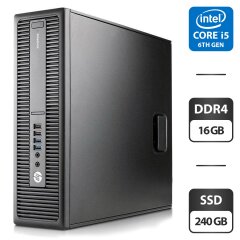Компьютер HP ProDesk 600 G2 SFF / Intel Core i5-6500 (4 ядра по 3.2 - 3.6 GHz) / 16 GB DDR4 / 240 GB SSD / Intel HD Graphics 530 / Кабели питания