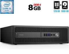 Компьютер HP ProDesk 600 G2 SFF / Intel Core i5-6500 (4 ядра по 3.2 - 3.6 GHz) / 8 GB DDR4 / 128 GB SSD + 1000 GB HDD / Intel HD Graphics 530 / DisplayPort / Windows 11 Pro + кабели