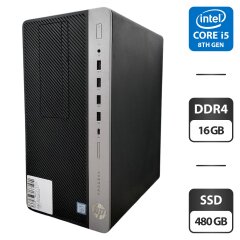 Компьютер HP ProDesk 600 G4 Tower / Intel Core i5-8500 (6 ядер по 3.0 - 4.1 GHz) / 16 GB DDR4 / 480 GB SSD / Intel UHD Graphics 630