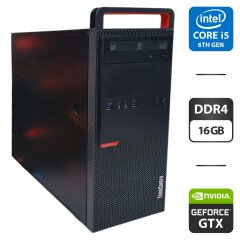 Комп'ютер Lenovo ThinkCentre M800 Tower / Intel Core i5-6600K (4 ядра по 3.5 - 3.9 GHz) / 16 GB DDR4 / 512 GB SSD + 500 GB HDD / nVidia GeForce GTX 1050 Ti, 4 GB GDDR5, 128-bit / DVD-ROM