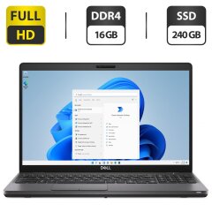 Ноутбук Б-класс Dell Latitude 5500 / 15.6" (1920x1080) TN / Intel Core i5-8365U (4 (8) ядра по 1.6 - 4.1 GHz) / 16 GB DDR4 / 240 GB SSD / Intel UHD Graphics / WebCam / Windows 11 Pro