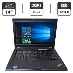 Ноутбук Б-клас Lenovo ThinkPad T430 / 14" (1366x768) TN / Intel Core i5-3320M (2 (4) ядра по 2.6 - 3.3 GHz) / 8 GB DDR3 / 128 GB SSD / Intel HD Graphics 4000 / WebCam / DVD-ROM