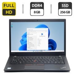 Ноутбук Б-класс Lenovo ThinkPad T460s / 14" (1920x1080) IPS / Intel Core i5-6300U (2 (4) ядра по 2.4 - 3.0 GHz) / 8 GB DDR4 / 256 GB SSD M.2 / Intel HD Graphics 520 / WebCam / Windows 11 Pro