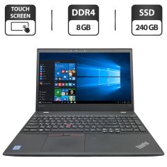 Ноутбук Б-класс Lenovo ThinkPad T570 / 15.6" (1920x1080) IPS Touch / Intel Core i5-6300U (2 (4) ядра по 2.4 - 3.0 GHz) / 8 GB DDR4 / 240 GB SSD / Intel HD Graphics 520 / WebCam