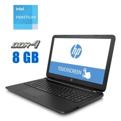 Ноутбук HP 15-f222wm / 15.6" (1366x768) SVA Touch / Intel Pentium N3710 (4 ядра по 1.6 - 2.56 GHz) / 8 GB DDR3 / 240 GB SSD / Intel HD Graphics / WebCam / АКБ не держит 