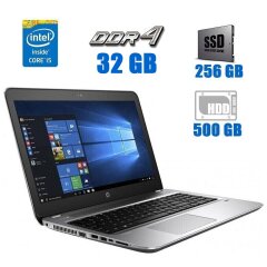 Ноутбук HP ProBook 450 G4 / 15.6" (1920x1080) TN / Intel Core i5-7200U (2 (4) ядра по 2.5 - 3.1 GHz) / 32 GB DDR4 / 256 GB SSD + 500 GB HDD / Intel HD Graphics 620 / WebCam / DVD-RW