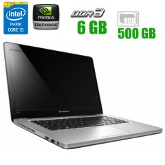 Ноутбук Lenovo IdeaPad U410 / 14" (1366x768) TN LED / Intel Core i5-3317U (2 (4) ядра по 1.7 - 2.6 GHz) / 6 GB DDR3 / 500 GB HDD / nVidia GeForce GT 610M, 1 GB DDR3, 64-bit / WebCam / Windows 7 