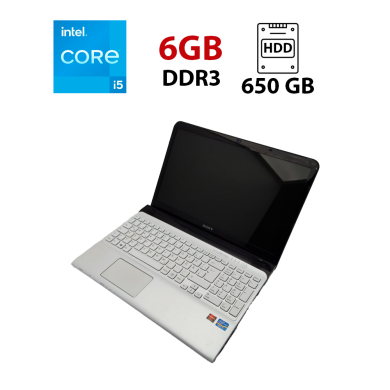 Ноутбук Sony SV1512 / 15.6 (1366x768) TN / Intel Core i5-3210M (2 (4) ядра по 2.5 - 3.1 GHz) / 6 GB DDR3 / 650 GB HDD / AMD Radeon HD 7600M, 1 GB GDDR3, 64-bit / WebCam