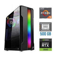 Новий ігровий ПК Tower / AMD Ryzen 5 4500 (6 (12) ядер по 3.6 - 4.1 GHz) / 16 GB DDR4 / 500 GB SSD / nVidia GeForce RTX 3060, 12 GB GDDR6, 192-bit