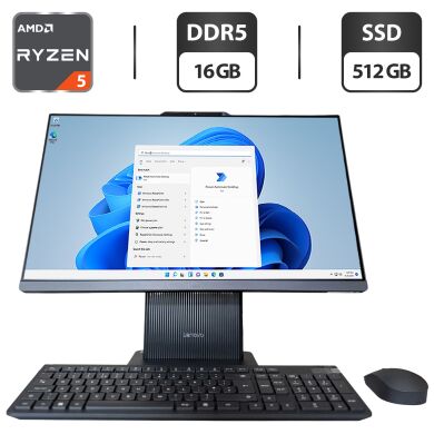 Новый моноблок Lenovo IdeaCentre 3 24ARR9 / 24" (1920x1080) IPS / AMD Ryzen 5 7535HS (6 (12) ядер по 3.3 - 4.5 GHz) / 16 GB DDR5 / 512 GB SSD / AMD Radeon 660M Graphics / WebCam / 2x 3W / Клавиатура и мышка