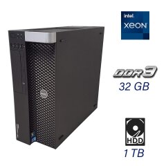 Рабочая станция Dell Precision T3600 Tower / Intel Xeon E5-1620 (4 (8) ядра по 3.6 - 3.8 GHz) / 32 GB DDR3 / 1 TB HDD / nVidia Quadro 2000, 1 GB GDDR5, 128-bit