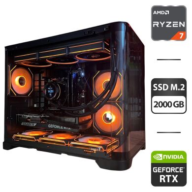 Сборка под заказ: новый игровой ПК GameMax Hype-M Black Tower / AMD Ryzen 7 7700 (8 (16) ядер по 3.8 - 5.3 GHz) / 32 GB DDR5 / 2000 GB SSD M.2 / nVidia GeForce RTX 5070, 12 GB GDDR7, 192-bit / 750W