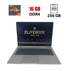 Ультрабук Б-клас HP Elitebook 745 G5 / 14" (1920x1080) IPS / AMD Ryzen 7 Pro 2700U (4 (8) ядра по 2.2 - 3.8 GHz) / 16 GB DDR4 / 256 GB SSD / AMD Radeon Vega 10 Graphics / WebCam