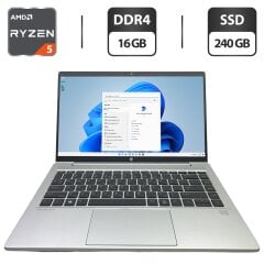 Ультрабук HP ProBook 445 G6 / 14" (1366x768) TN / AMD Ryzen 5 5600U (6 (12) ядер по 2.3 - 4.2 GHz) / 16 GB DDR4 / 240 GB SSD / AMD Radeon Vega 7 Graphics / WebCam