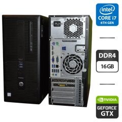 Комп'ютер HP EliteDesk 800 G2 Tower / Intel Core i7-6700 (4 (8) ядра по 3.4 - 4.0 GHz) / 16 GB DDR4 / 256 GB SSD + 320 GB HDD / nVidia GeForce GTX 745, 2 GB GDDR3, 128-bit / DVD-ROM / Windows 11 Pro