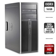 Компьютер HP Compaq 8100 Elite Tower / Intel Core i7-860 (4 (8) ядра по 2.8 - 3.46 GHz) / 16 GB DDR3 / 128 GB SSD + 500 GB HDD / AMD Radeon HD 6450, 1 GB GDDR3, 64-bit / DVD-ROM