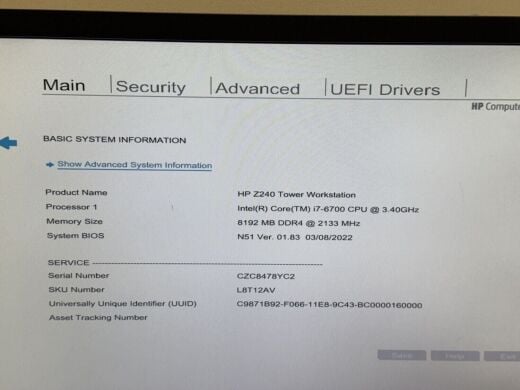 Комп'ютер Б-клас HP Z240 Workstation Tower / Intel Core i7-6700 (4 (8) ядра по 3.4 - 4.0 GHz) / 8 GB DDR4 / 500 GB SSD / Intel HD Graphics 530 / 400W / DVD-ROM / DisplayPort