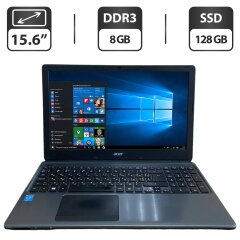 Ноутбук Б-класс Acer Aspire E1-572 / 15.6" (1366x768) TN / Intel Core i7-4500U (2 (4) ядра по 1.8 - 3.0 GHz) / 8 GB DDR3 / 128 GB SSD / Intel HD Graphics 4400 / WebCam / HDMI