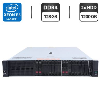 Сервер HP ProLiant DL380 Gen9 (18x 2.5 SFF) 2U Rack / 2x Intel Xeon E5-2667 v3 (8 (16) ядра по 3.2 - 3.6 GHz) / 128 GB DDR4 / 2x 1200 GB HDD (SAS) / RAID HP Smart Array P440ar / 2x 500W