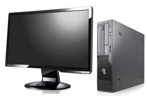 Комплект ПК Б-класс: Fujitsu Esprimo E500 E85+ SFF / Intel Core i3-2120 (2 (4) ядра по 3.3 GHz) / 8 GB DDR3 / 250 GB HDD / Intel HD Graphics 2000 / DVD-ROM + Монитор BenQ G2020HD / 20" (1600x900) TN / 1x DVI, 1x VGA / VESA 100x100