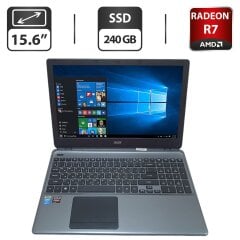 Ноутбук Б-класс Acer Aspire E1-572G / 15.6" (1366x768) TN / Intel Core i5-4200U (2 (4) ядра по 1.6 - 2.6 GHz) / 12 GB DDR3 / 240 GB SSD / AMD Radeon R7 M265, 2 GB GDDR3, 128-bit / WebCam / DVD-ROM
