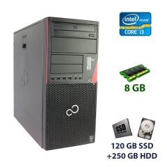 Компьютер Fujitsu Esprimo P420 E85+ Tower / Intel Core i3-4130 (2 ядра по 3.4 GHz) / 8 GB DDR3 / 120 GB SSD+250 GB HDD
