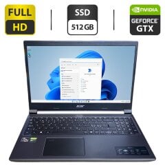 Ігровий ноутбук Acer Aspire 7 A715 / 15.6" (1920x1080) IPS / AMD Ryzen 5 5500U (6 (12) ядер по 2.1 - 4.0 GHz) / 8 GB DDR4 / 512 GB SSD / nVidia GeForce GTX 1650, 4 GB GDDR5, 128-bit / WebCam
