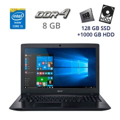 Ігровий ноутбук Acer Aspire E5-575G-3138 / 15.6" (1366x768) TN LED / Intel Core i3-6006U (2 (4) ядра по 2.0 GHz) / 8 GB DDR4 / 128 GB SSD+1000 GB HDD / nVidia GeForce GTX 950M , 2 GB GDDR5, 128-bit / WebCam / DVD-RW