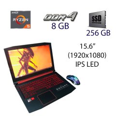 Игровой ноутбук Acer Nitro 5 AN515-42-R0GJ / 15.6" (1920x1080) IPS LED / AMD Ryzen 5 2500U (4 (8) ядра по 2.0 - 3.6 GHz) / 8 GB DDR4 / 256 GB SSD / AMD Radeon RX 560X, 4 GB GDDR5, 128-bit / WebCam + Мышка AD LIGHTWEIGHT Gaming Mouse RGB Crowfeather CORE