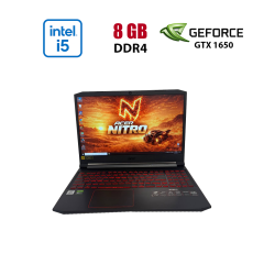 Игровой ноутбук Б-класс Acer Nitro 5 AN515-57 / 15.6" (1920x1080) IPS / Intel Core i5-10300H (4 (8) ядра по 2.5 - 4.5 GHz) / 8 GB DDR4 / 256 GB SSD / nVidia GeForce GTX 1650, 4 GB GDDR5, 128-bit / WebCam / HDMI