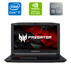 Ігровий ноутбук Б-клас Acer Predator G3-571-77QK / 15.6" (1920x1080) IPS / Intel Core i7-7700HQ (4 (8) ядра по 2.8 - 3.8 GHz) / 16 GB DDR4 / 500 GB SSD / nVidia GeForce GTX 1060, 6 GB GDDR5, 192-bit / WebCam
