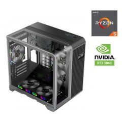 Игровой ПК 1stPlayer RT5 Black Tower / AMD Ryzen 5 8400F (6 (12) ядер по 4.2 - 4.7 GHz) / 32 GB DDR5 / 1000 GB SSD M.2 / nVidia GeForce RTX 5060, 8 GB GDDR7, 128-bit