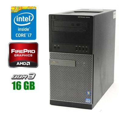 Ігровий ПК Dell OptiPlex 9010 Tower / Intel Core i7-3770 (4 (8) ядра по 3.4 - 3.9 GHz) / 16 GB DDR3 / 480 GB SSD NEW / AMD FirePro V5900, 2 GB GDDR5, 256-bit